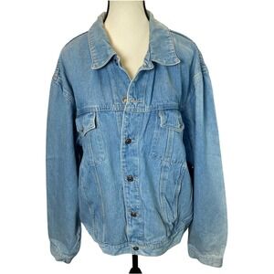 Vintage Todays News 80s 90s Men's Light Wash Denim Jacket XL Jean Trucker Retro